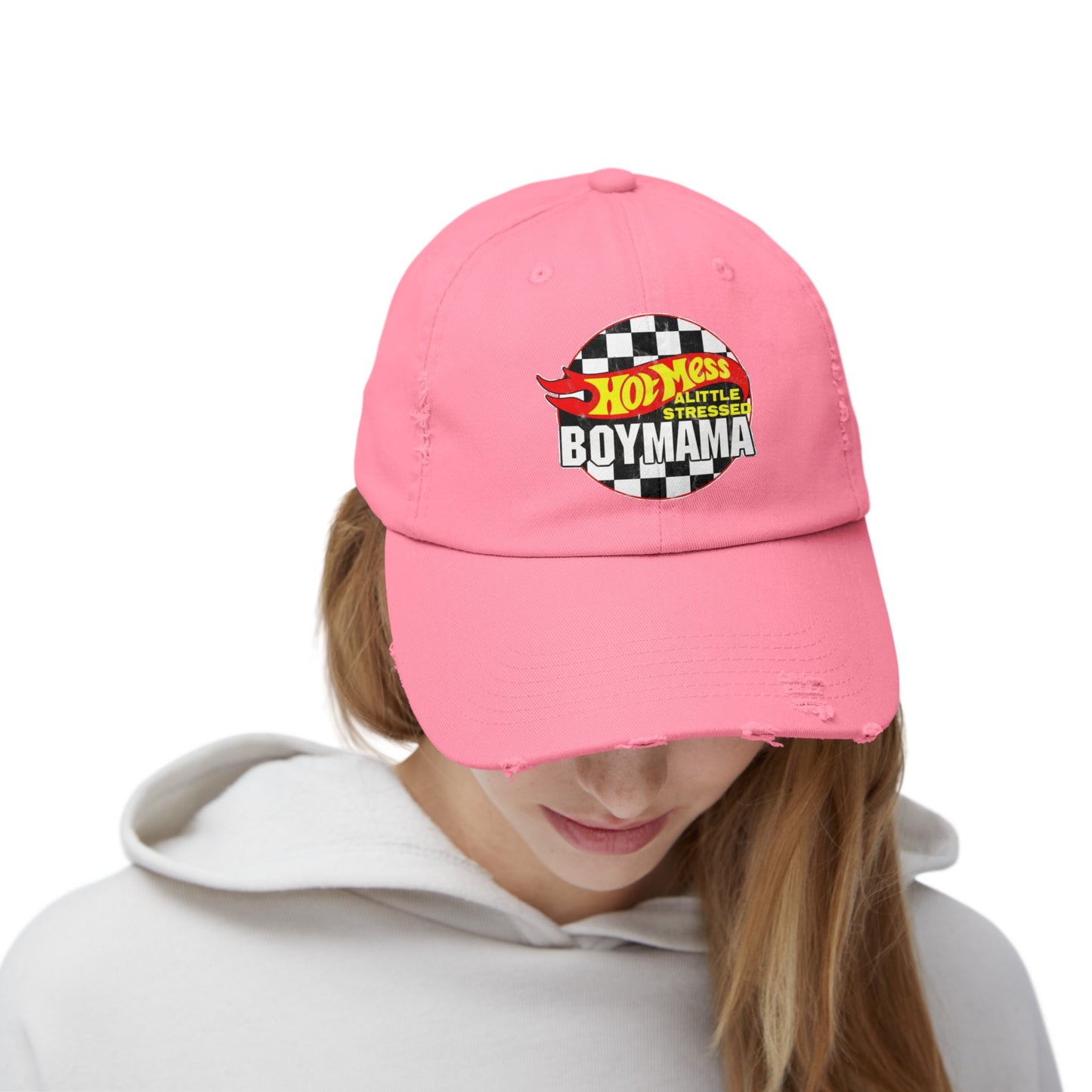 Hot Mess Boy Mama Distressed Cap