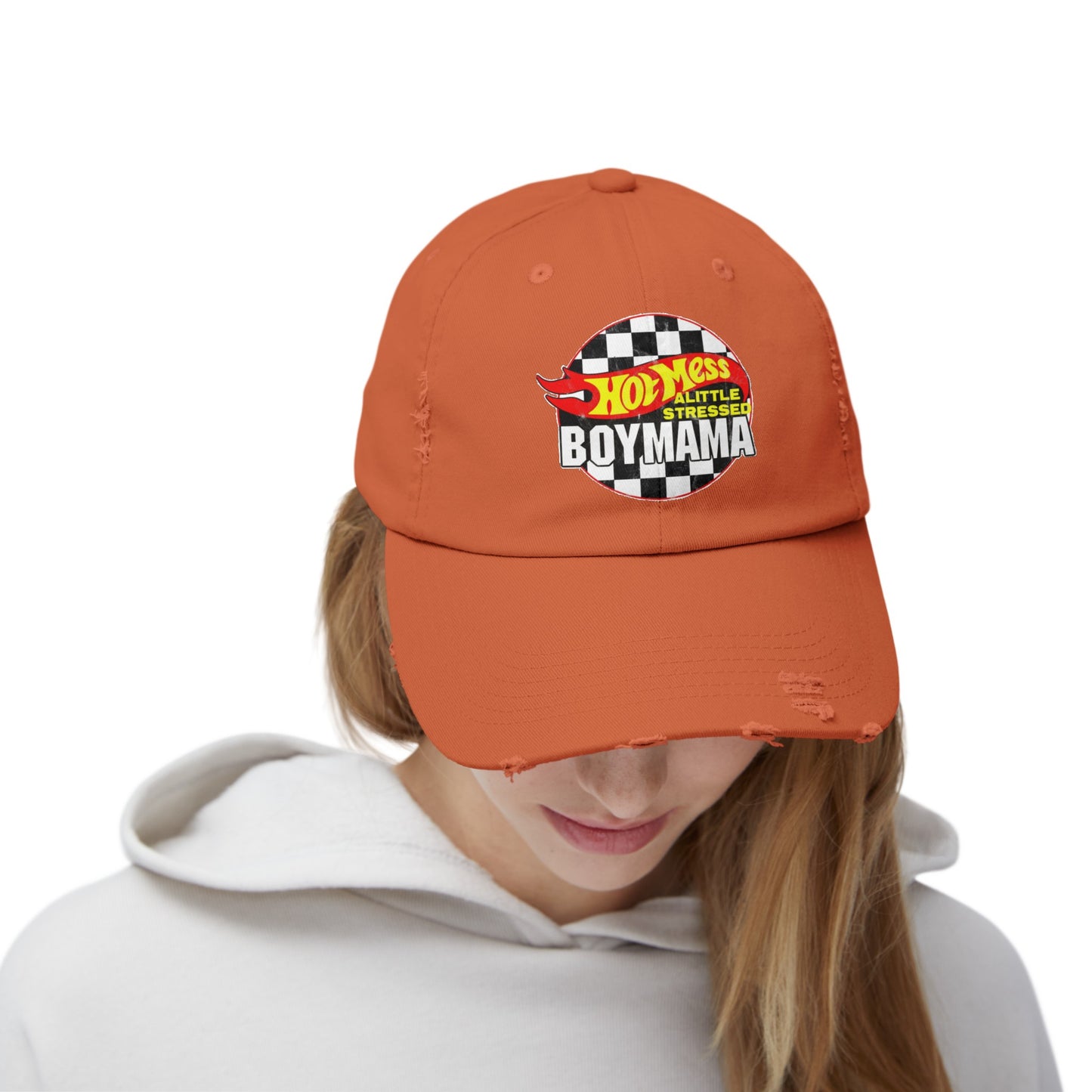 Hot Mess Boy Mama Distressed Cap