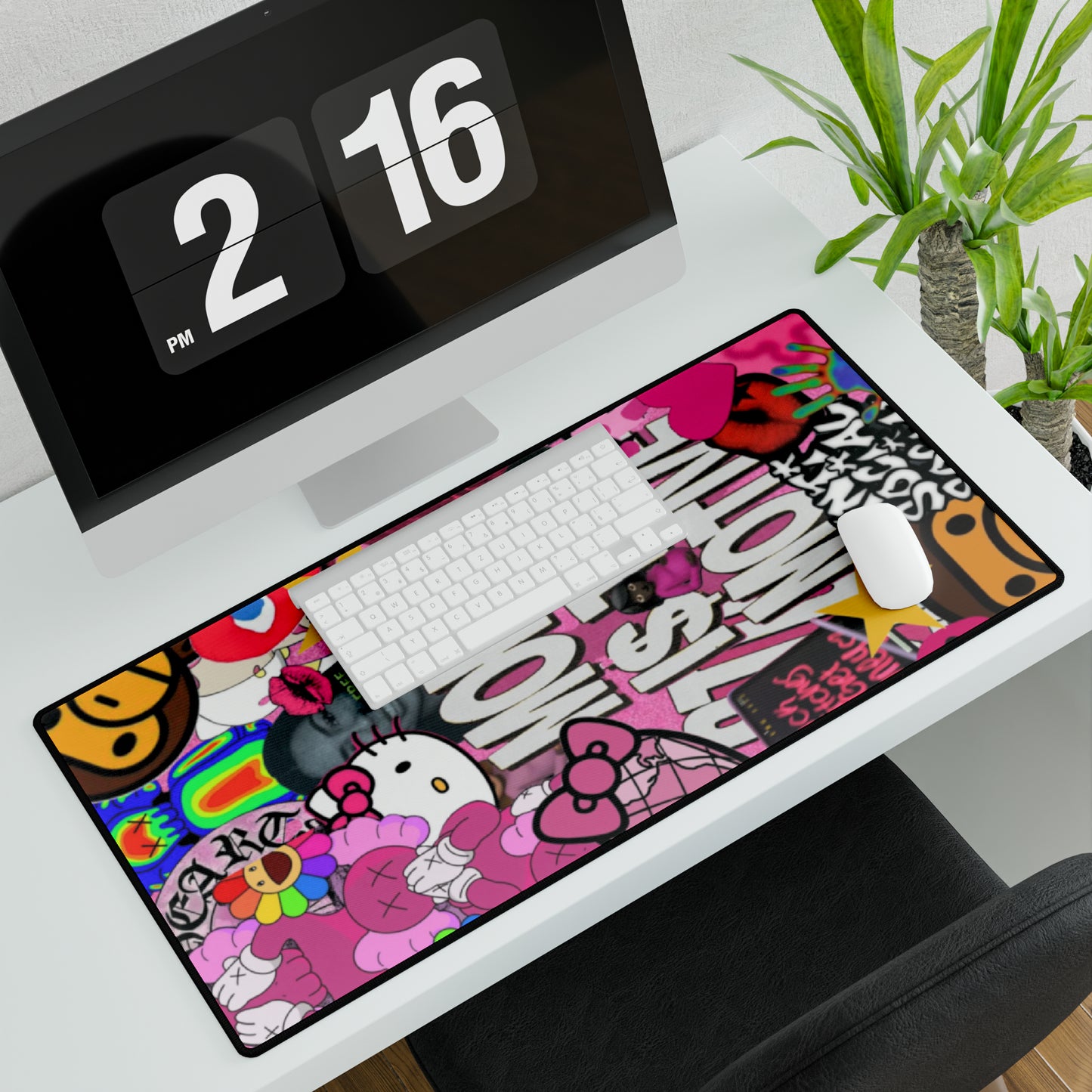 Pink Collage Desk Mat