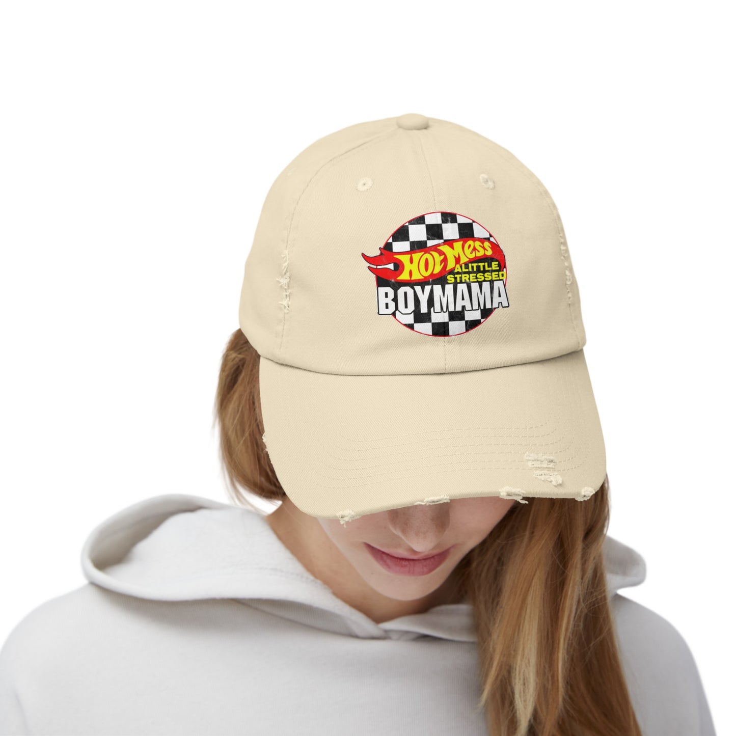 Hot Mess Boy Mama Distressed Cap