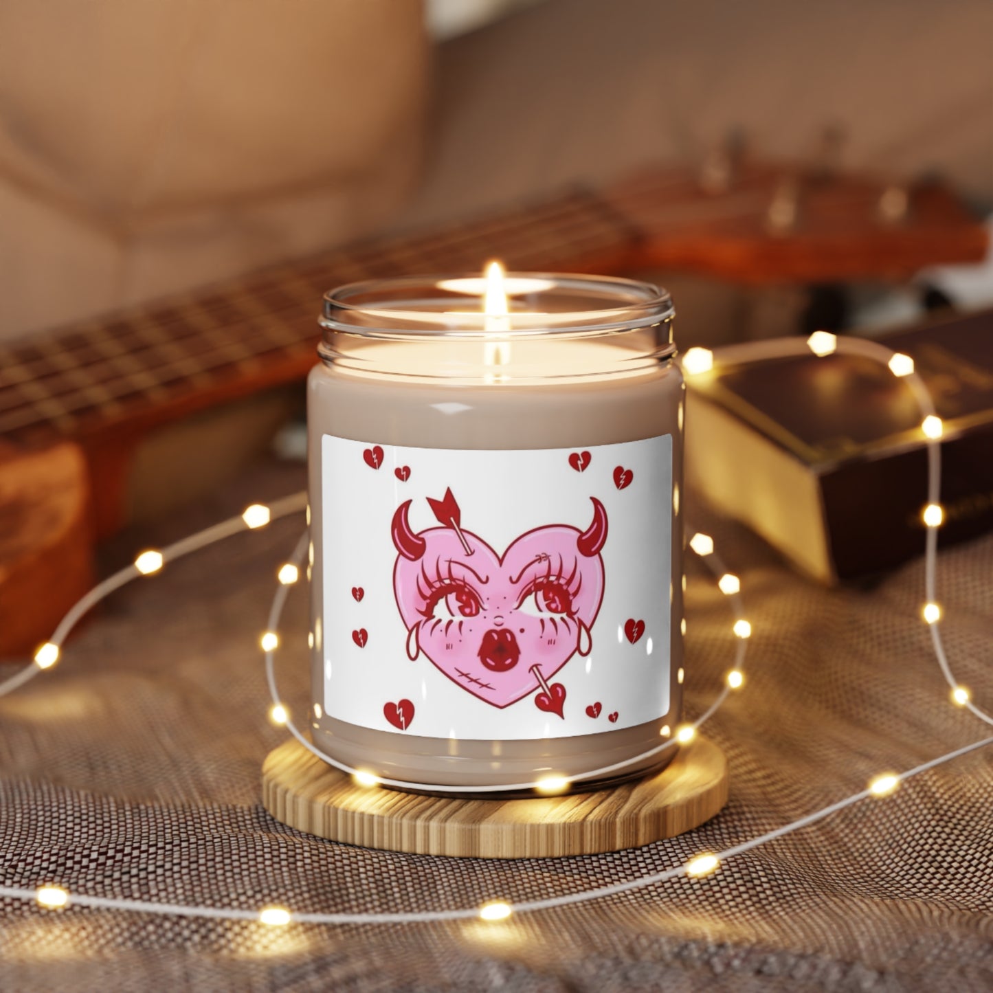 Pink Heart Scented Soy Candle, 9oz