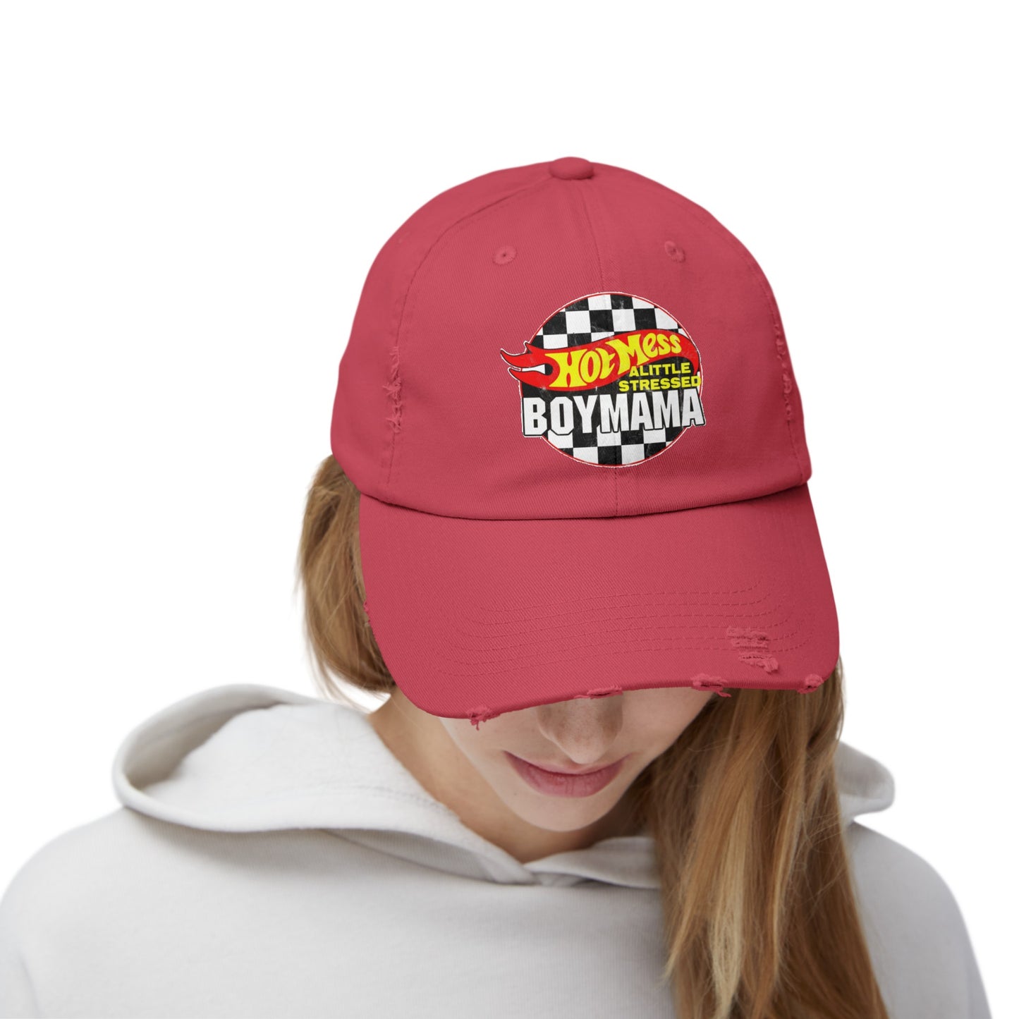 Hot Mess Boy Mama Distressed Cap