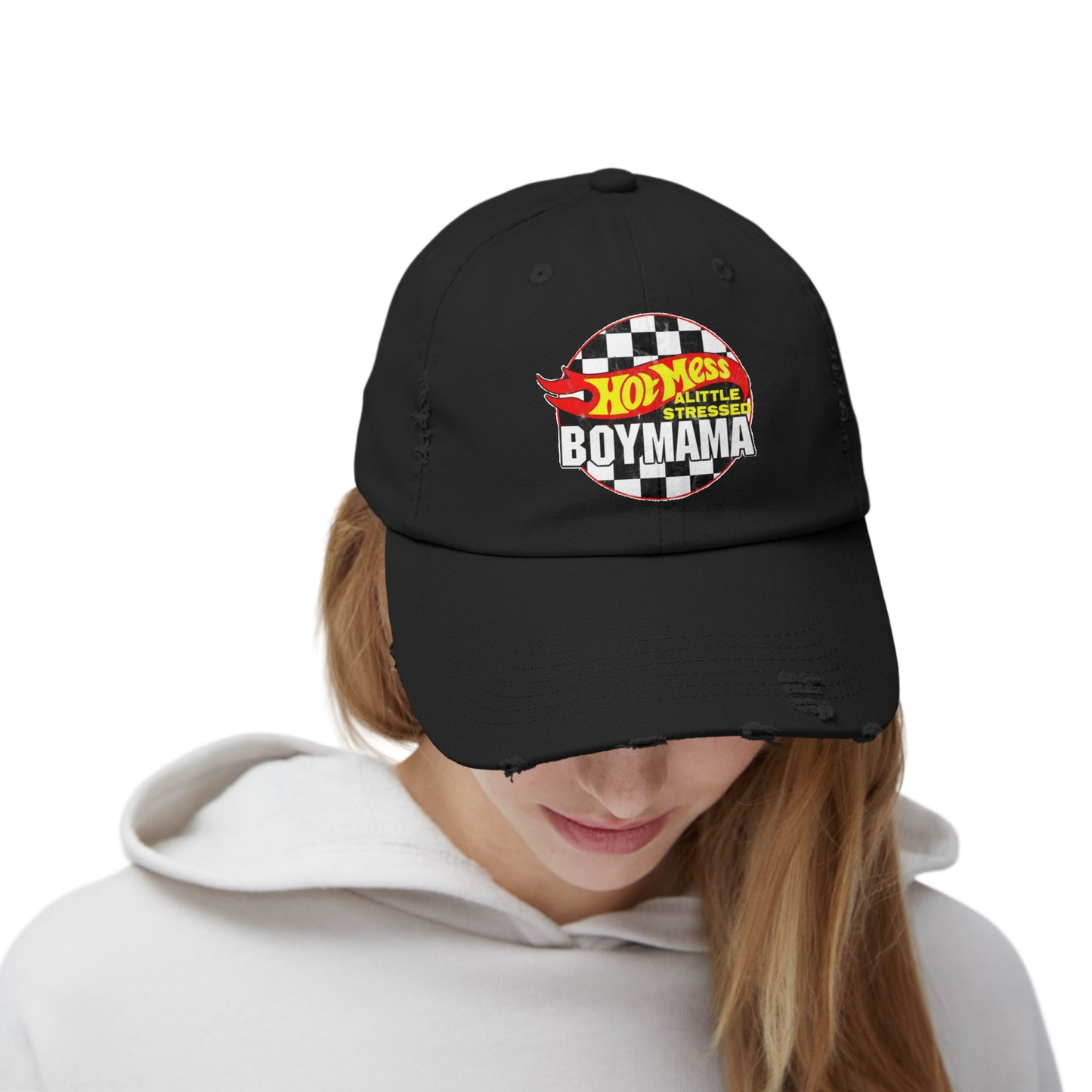 Hot Mess Boy Mama Distressed Cap