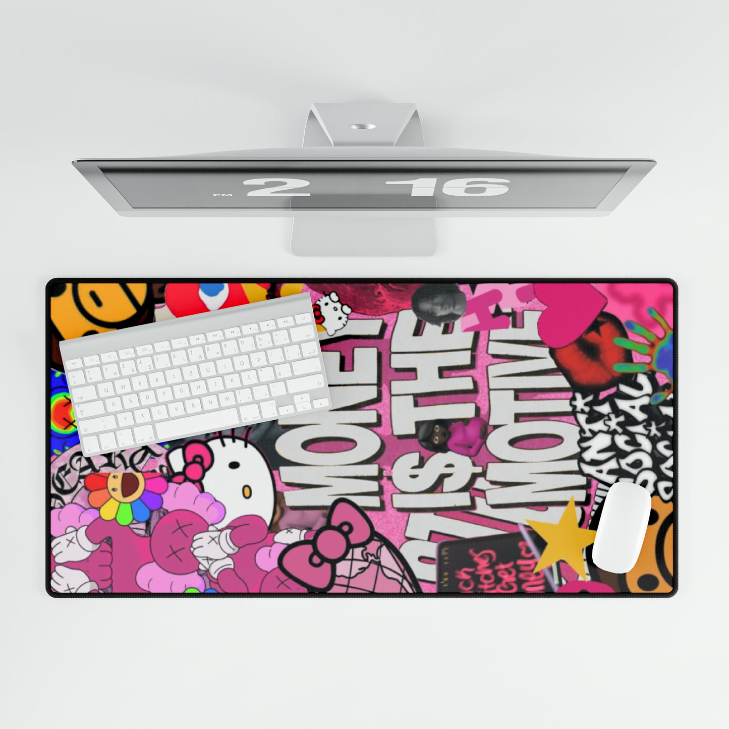 Pink Collage Desk Mat