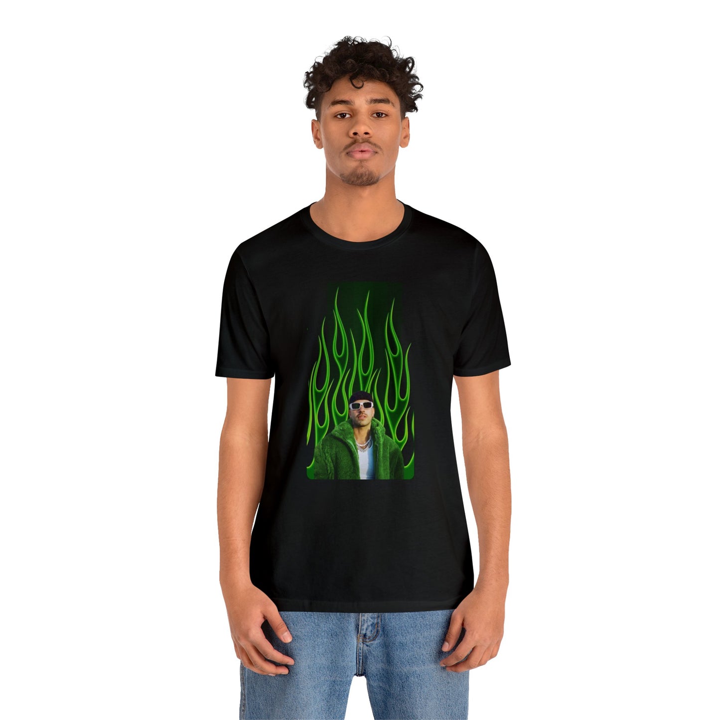 Green Flames Feid Unisex Jersey Short Sleeve Tee