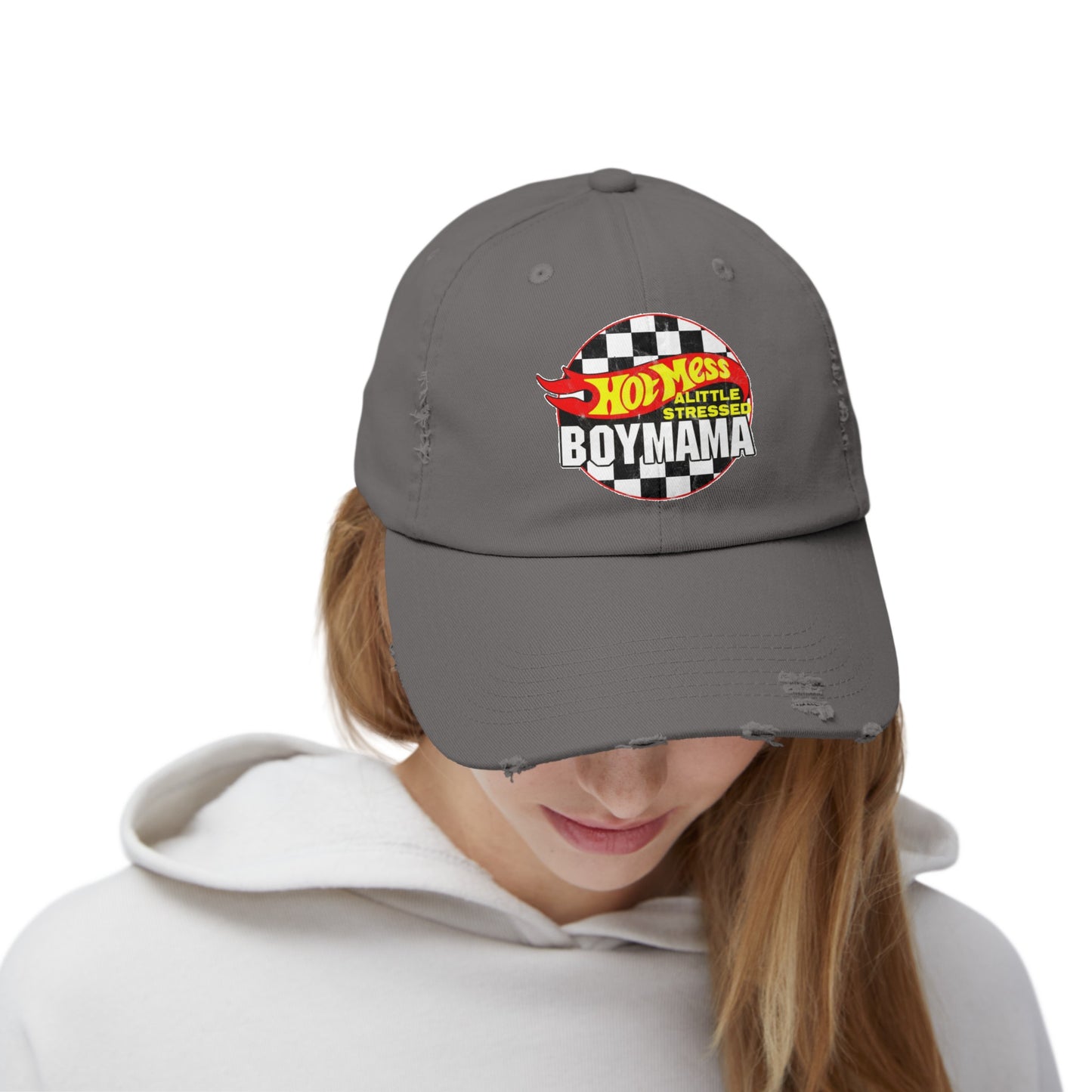 Hot Mess Boy Mama Distressed Cap
