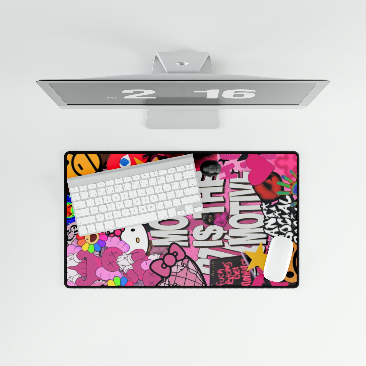 Pink Collage Desk Mat