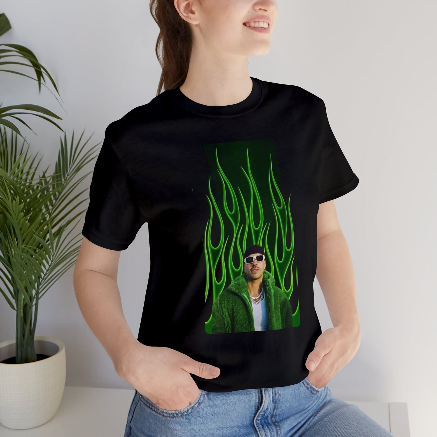 Green Flames Feid Unisex Jersey Short Sleeve Tee