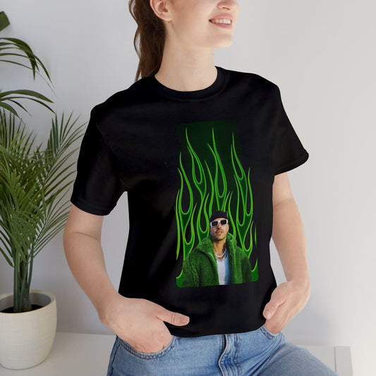 Green Flames Feid Unisex Jersey Short Sleeve Tee