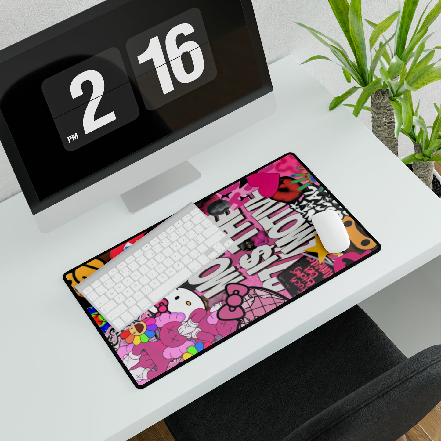 Pink Collage Desk Mat