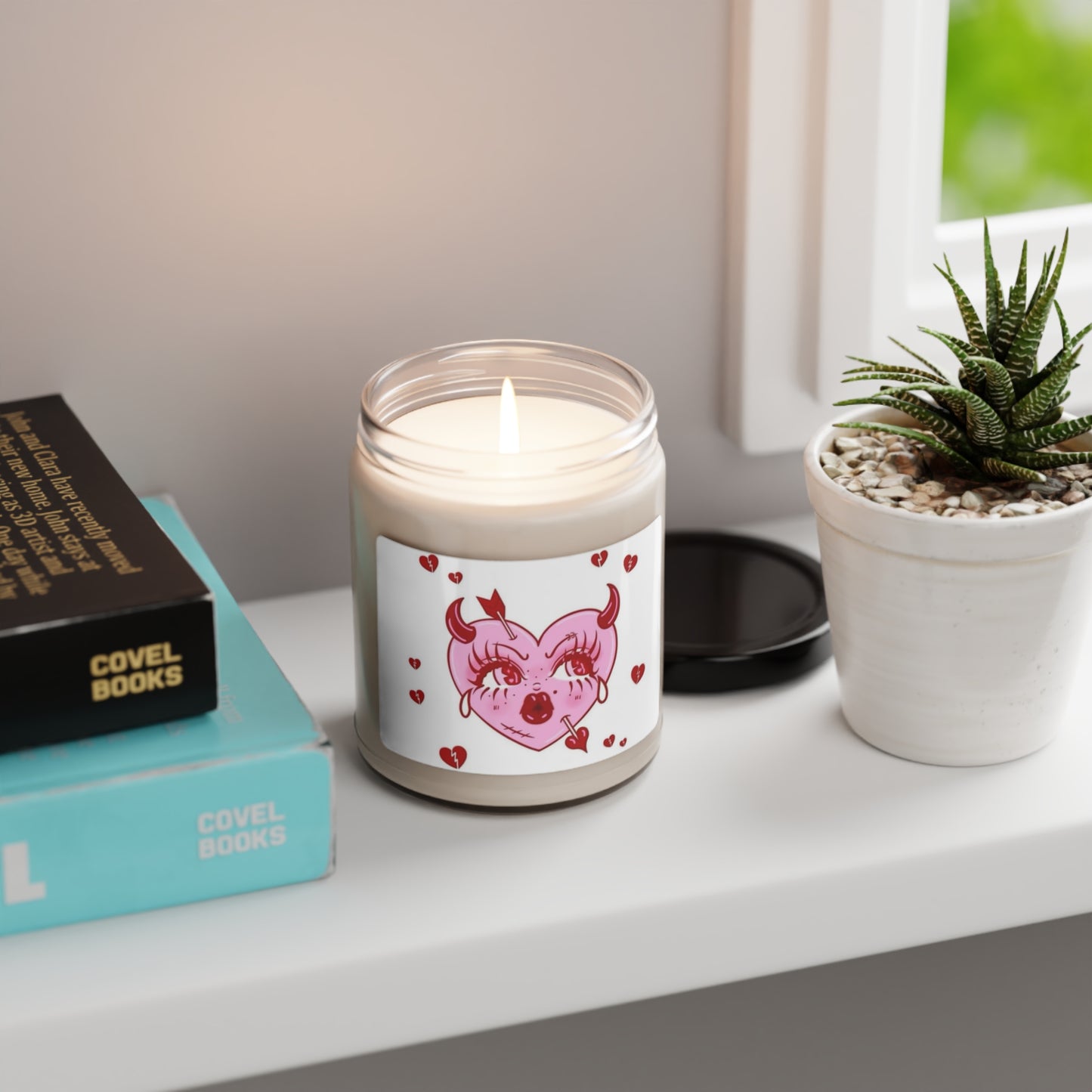 Pink Heart Scented Soy Candle, 9oz
