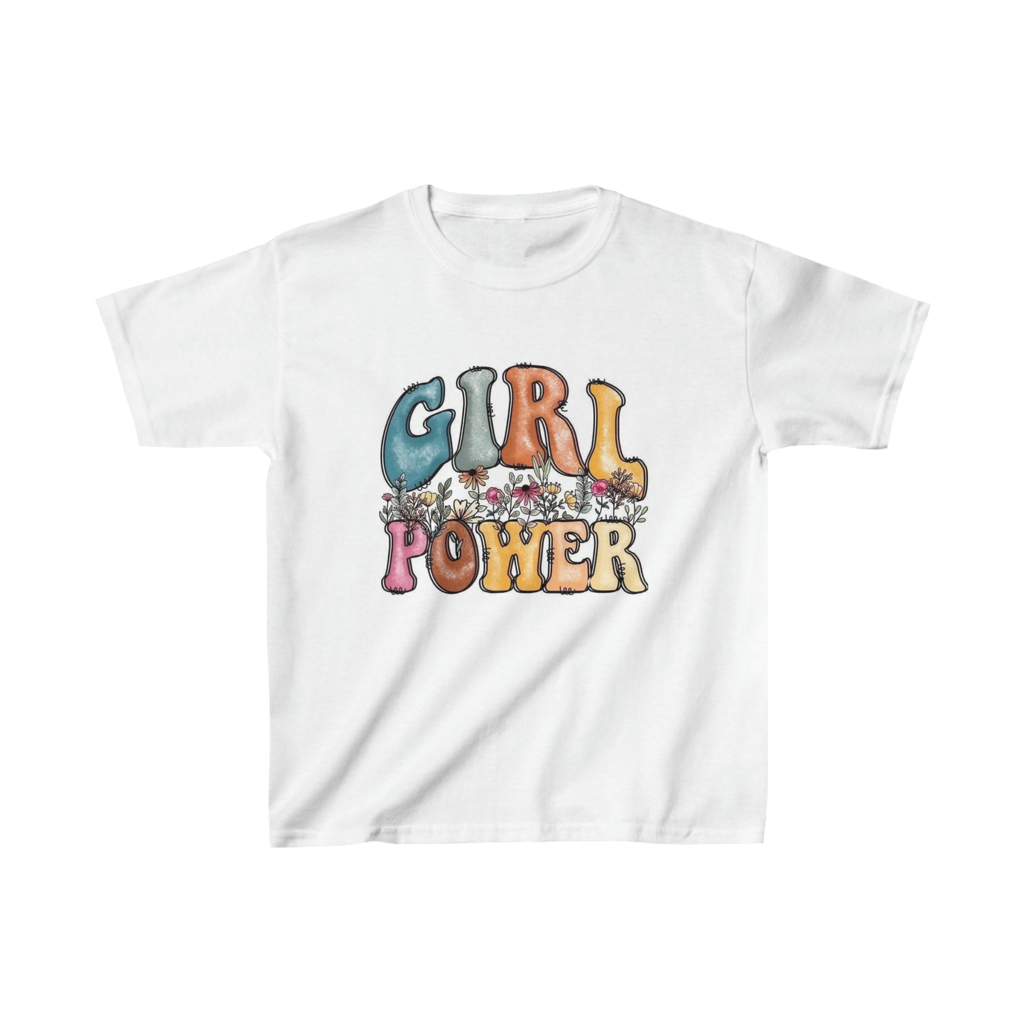 Floral Girl Power Kids Heavy Cotton Tee