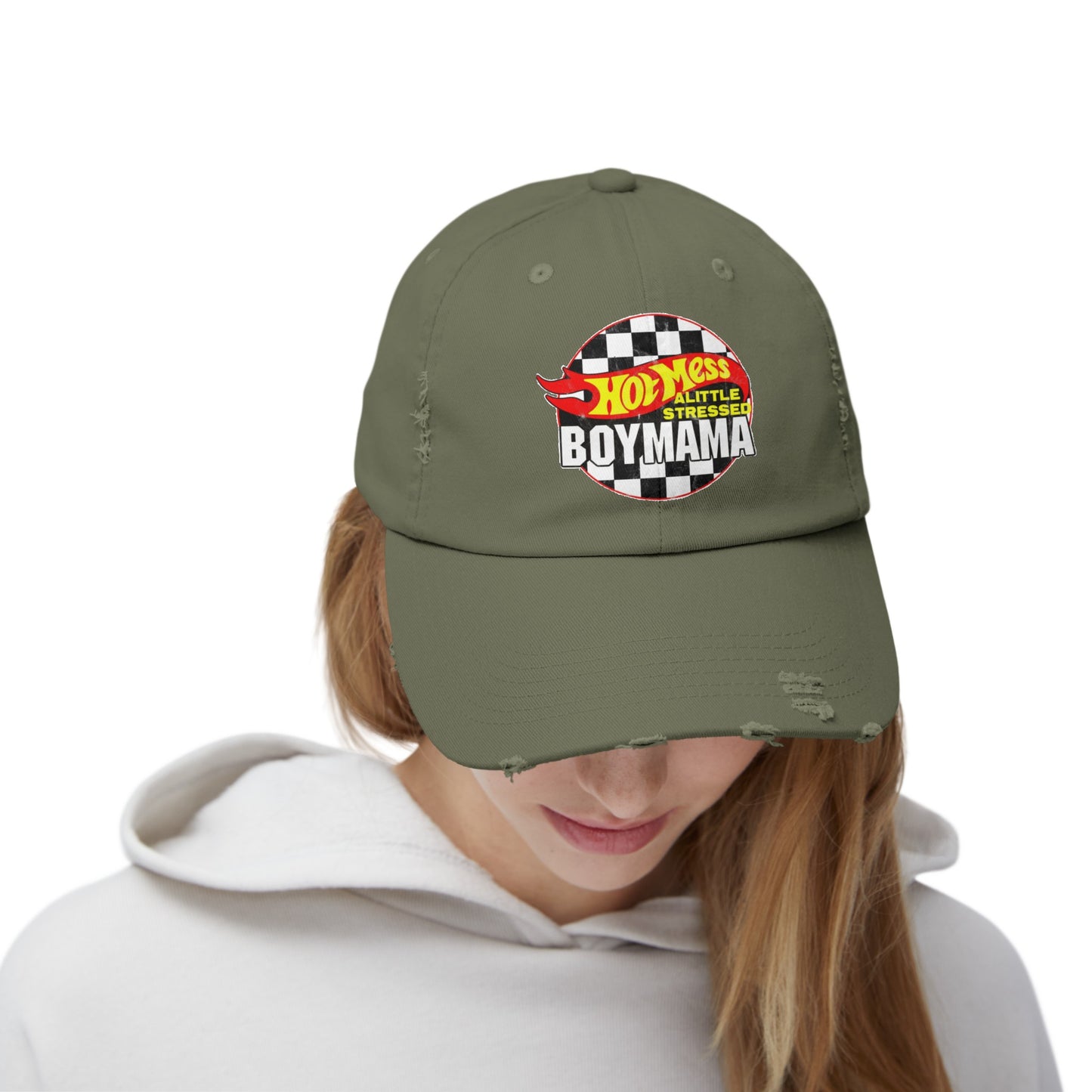 Hot Mess Boy Mama Distressed Cap